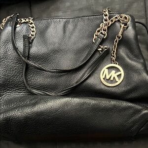 Michael Kors Black Shoulder Bag with Gold Accents
